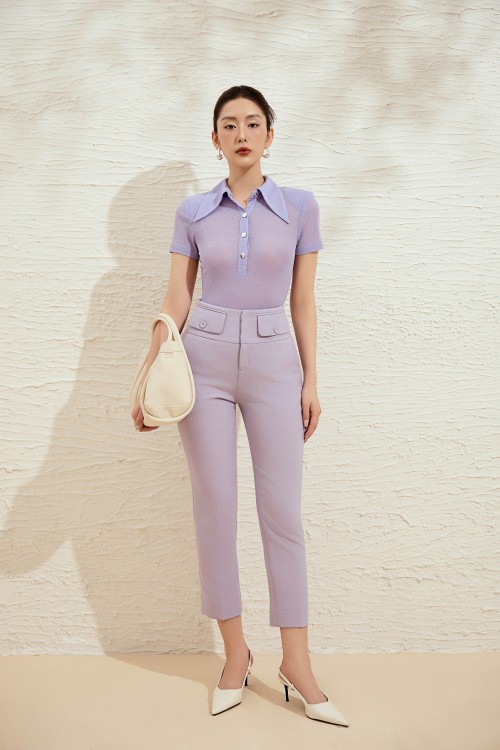 Sixdo Purple Knit Blouse